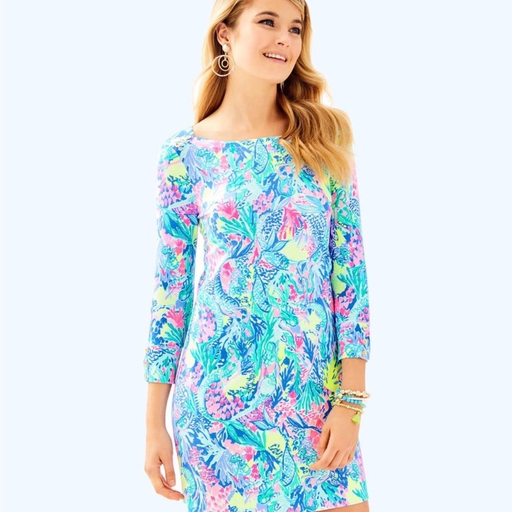 Lilly Pulitzer UPF 50+ Sophie Dress Mermaids Cove Preppy Resort Beach Vibrant